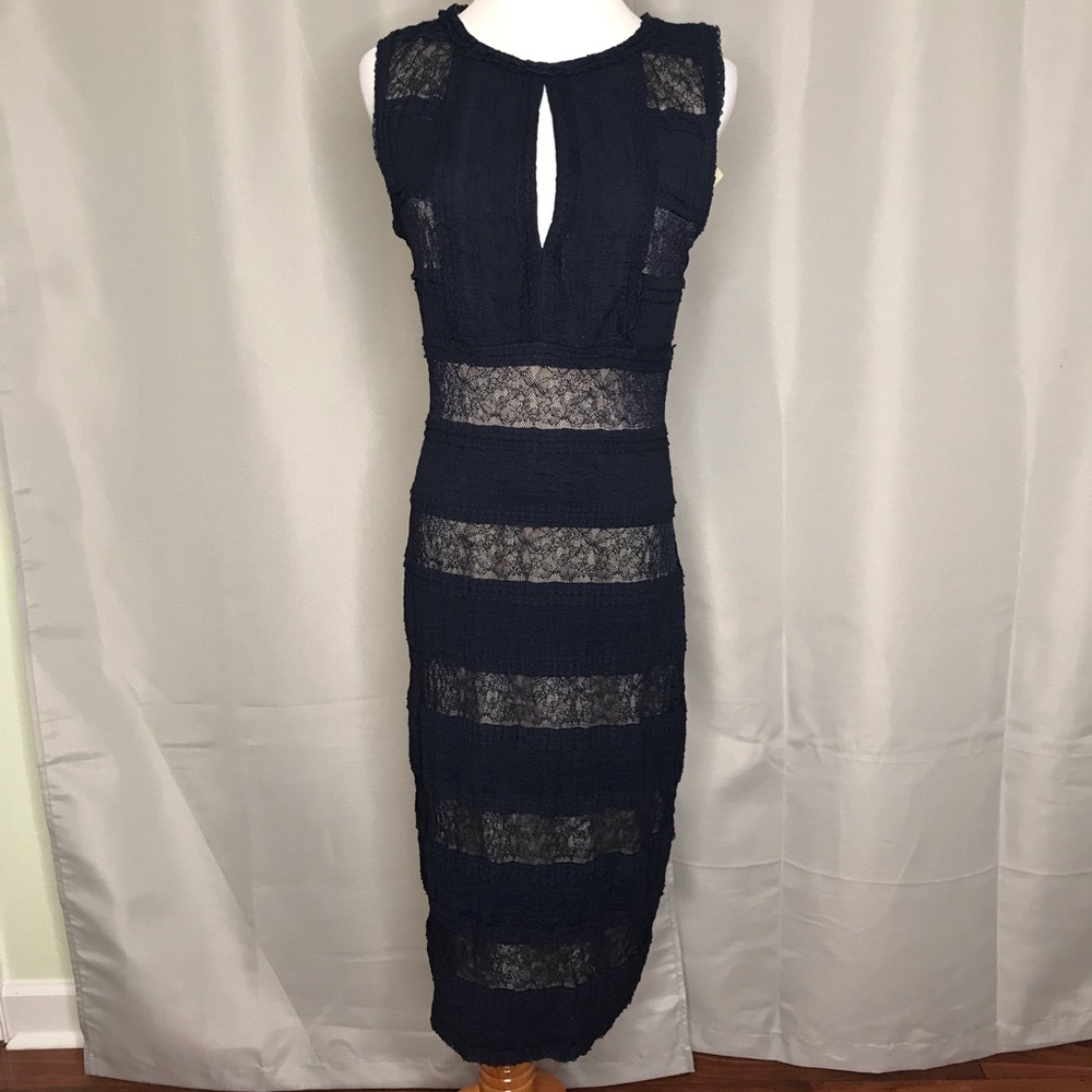 Max Studio navy / nude cocktail dress.